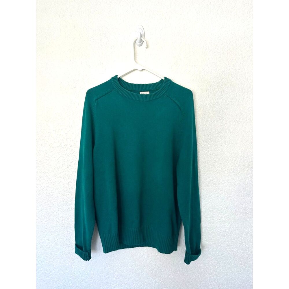 J. Crew Heritage Cotton Crewneck Sweater Green/Blue Size Medium